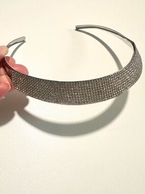 MICHAEL KORS Pave Choker Collar Necklace Silver Plated